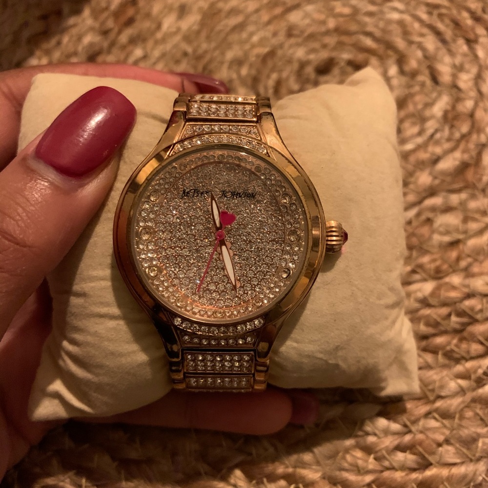 Betsey Johnson rose gold crystal watch